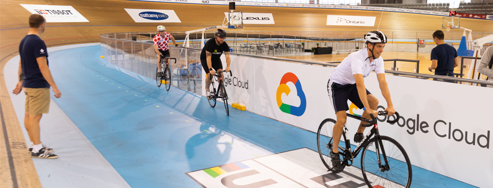 picture of cyclist riding on the velodrome track