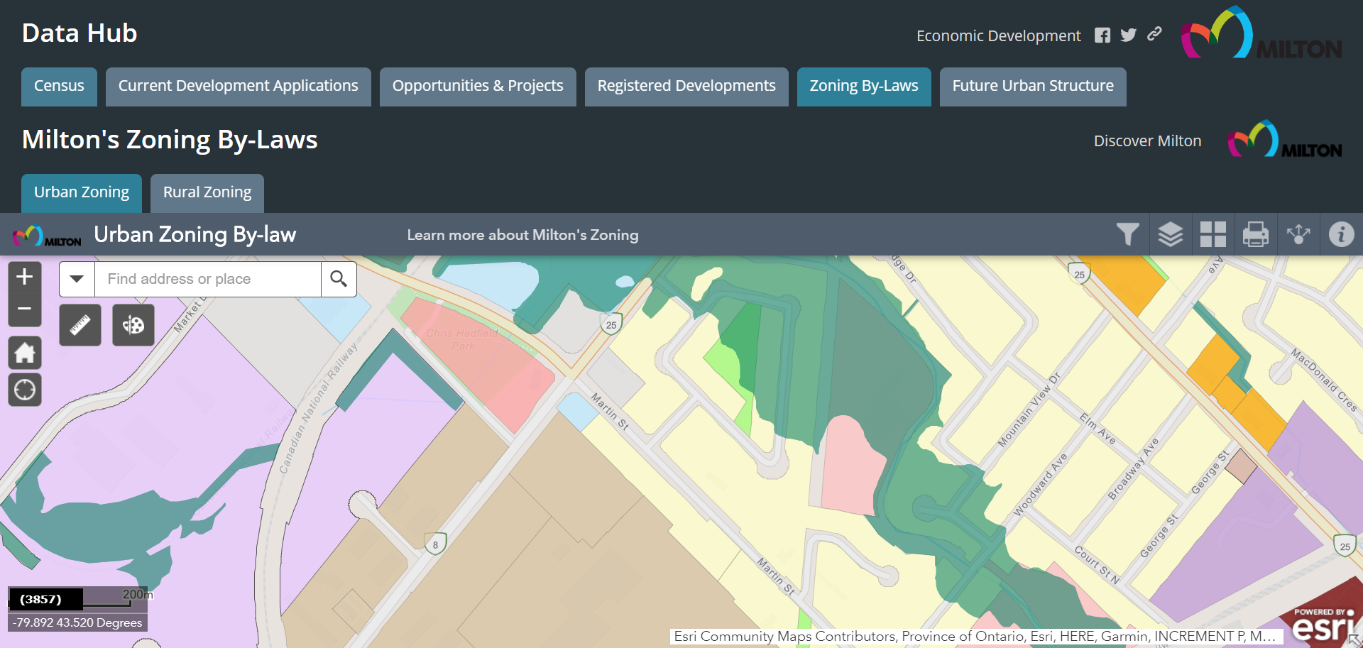 Picture of Data Hub on Zoning By-Laws tab
